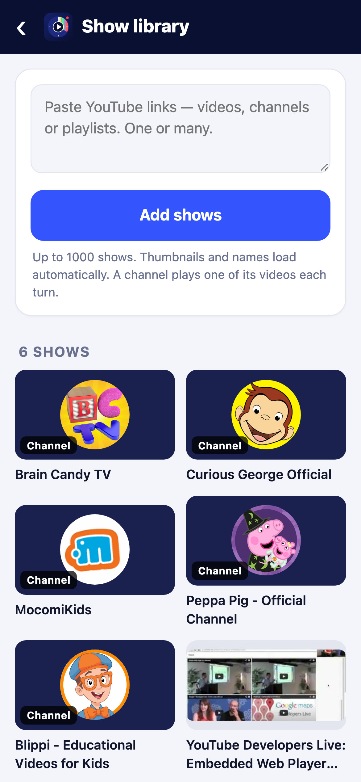 The show library on the parent's phone